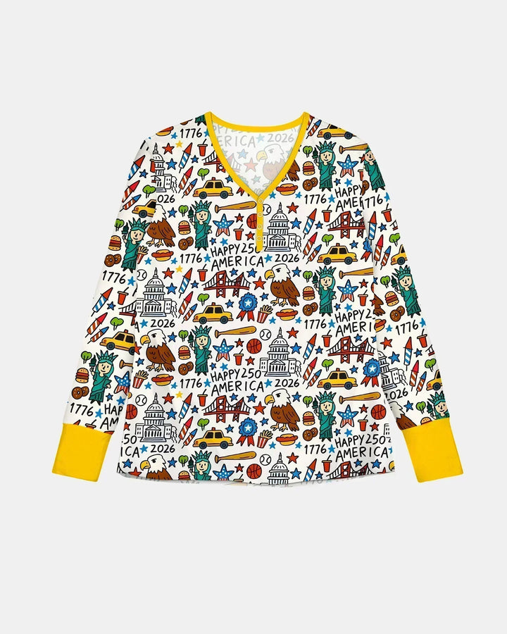 Doodle America 250. Jubiläum Familien-Bambus-Pyjama-Set für Damen