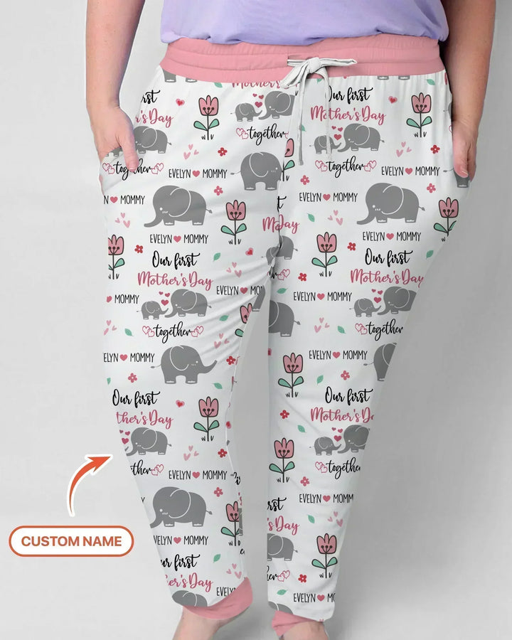 Elefant mit Wunschnamen Unser erster Muttertag Bambus Pyjama-Set für Damen