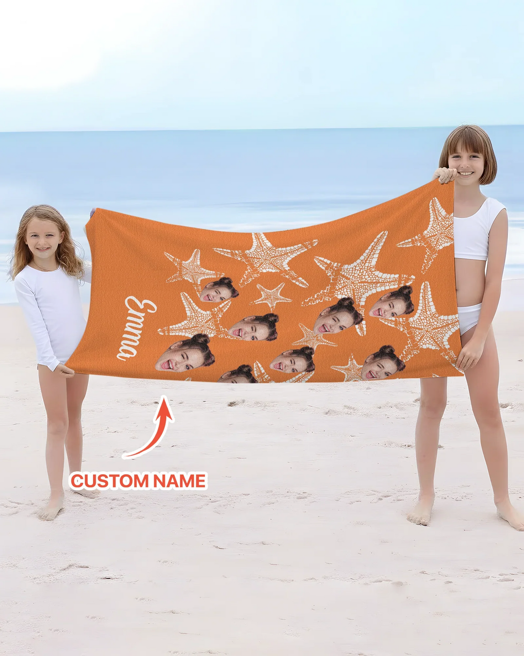 Personalisiertes Seestern-Bambus-Strandtuch mit Namen