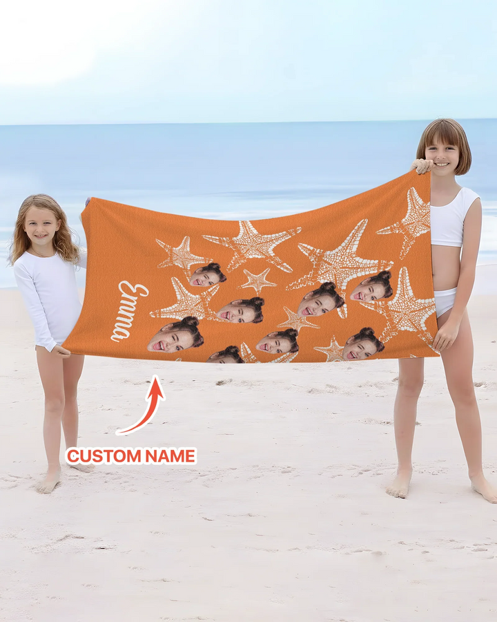 Personalisiertes Seestern-Bambus-Strandtuch mit Namen