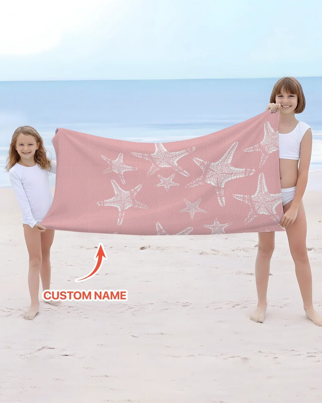 Personalisiertes Seestern-Bambus-Strandtuch mit Namen