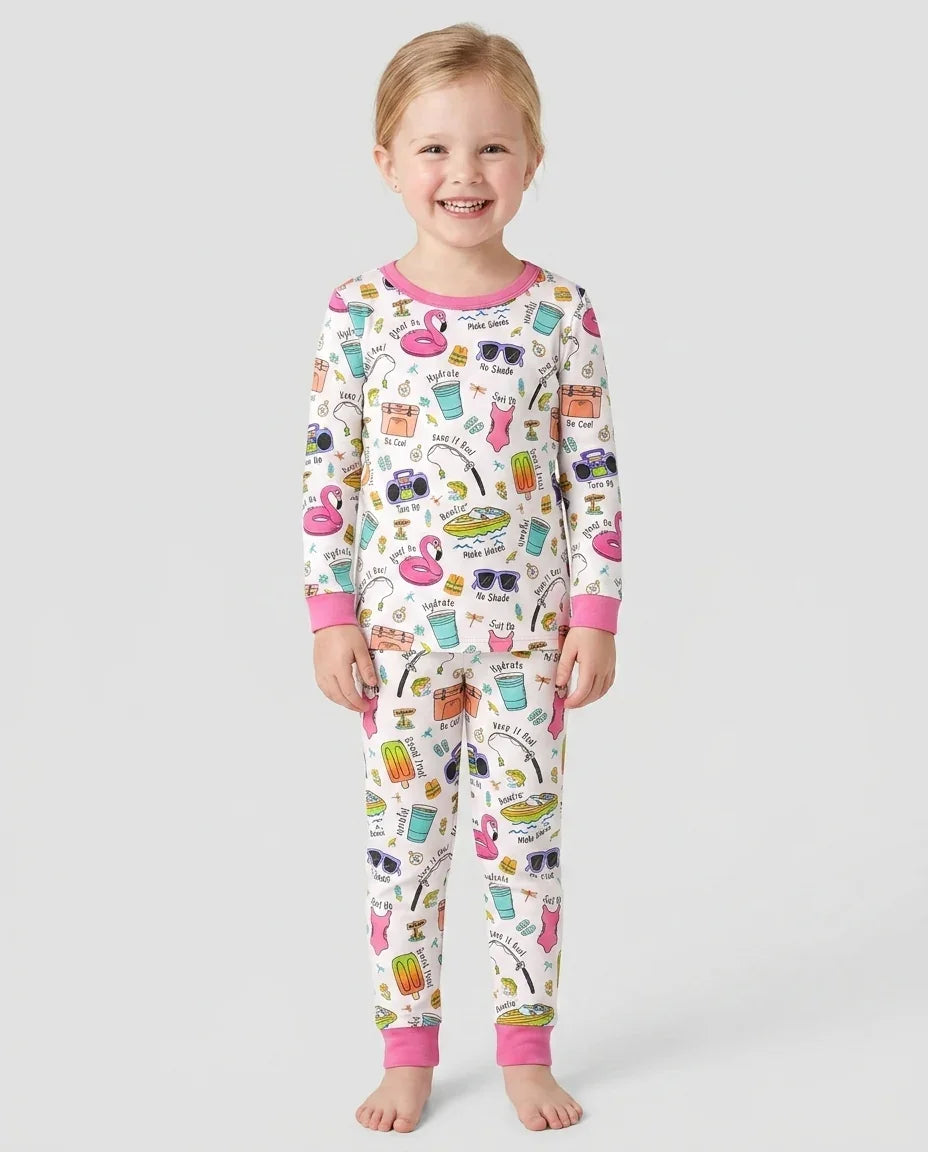 Zweiteiliges Langarm-Pyjama-Set mit Sommerfrüchten