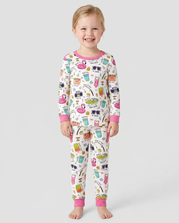 Zweiteiliges Langarm-Pyjama-Set mit Sommerfrüchten