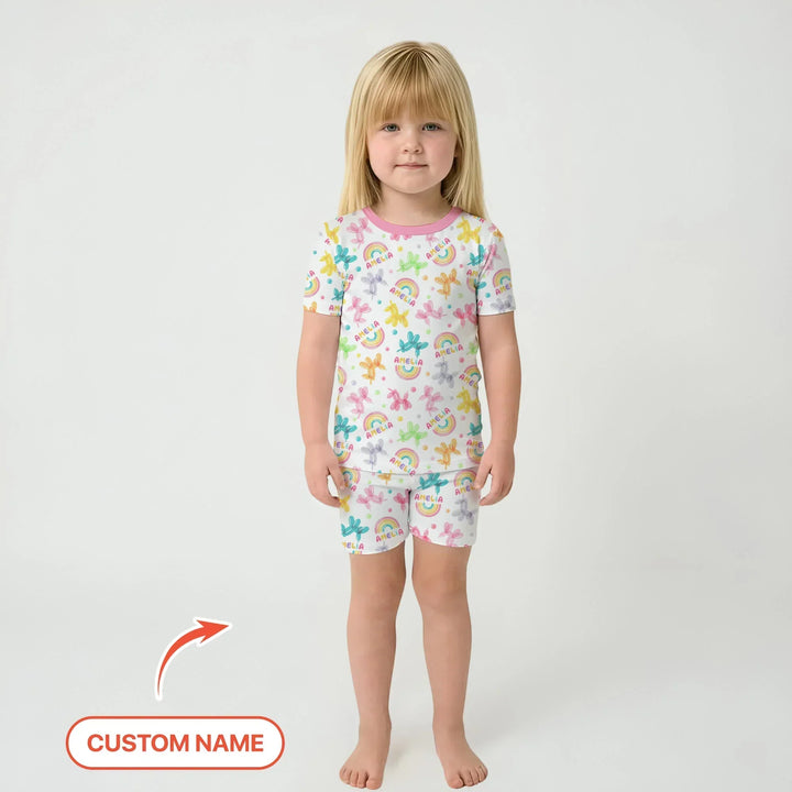 Zweiteiliges Pyjama-Set mit kurzen Ärmeln und Shorts im Sommer-Design