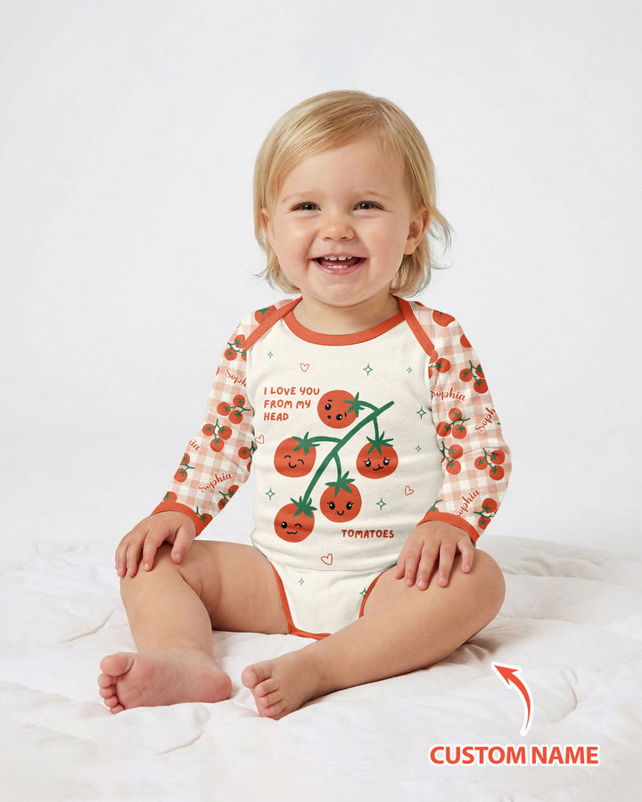 I Love You From My Head Tomatoes Custom Name Bamboo Bodysuit