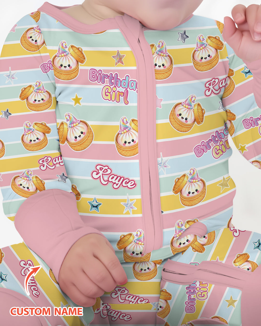 Custom Dumpling Birthday Girl  Bamboo Convertible Zippy