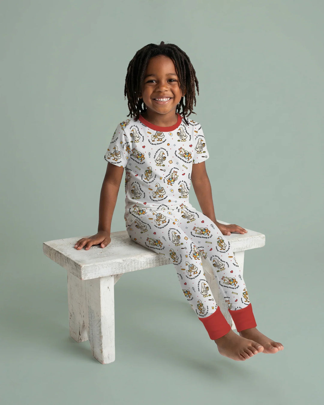 Just A String Cheese Mama Era Mommy & Me Bamboo Two Piece Short Sleeve Pajama Set