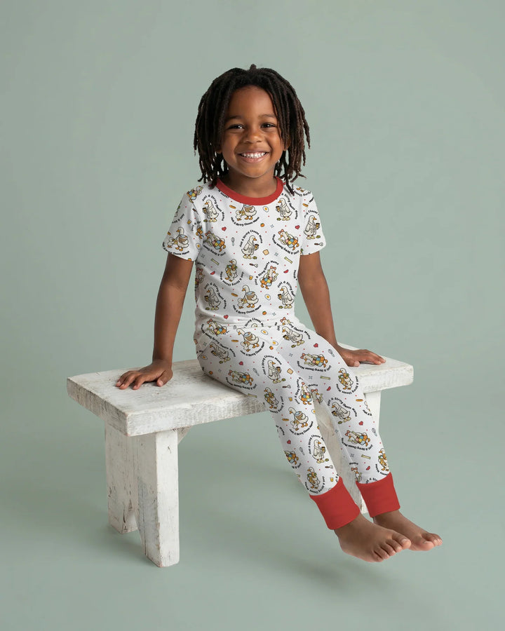 Just A String Cheese Mama Era Mommy & Me Bamboo Two Piece Short Sleeve Pajama Set