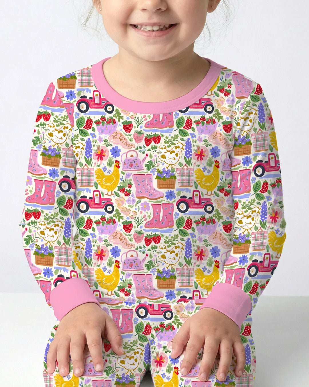 Zweiteiliges Langarm-Pyjama-Set mit Sommerfrüchten