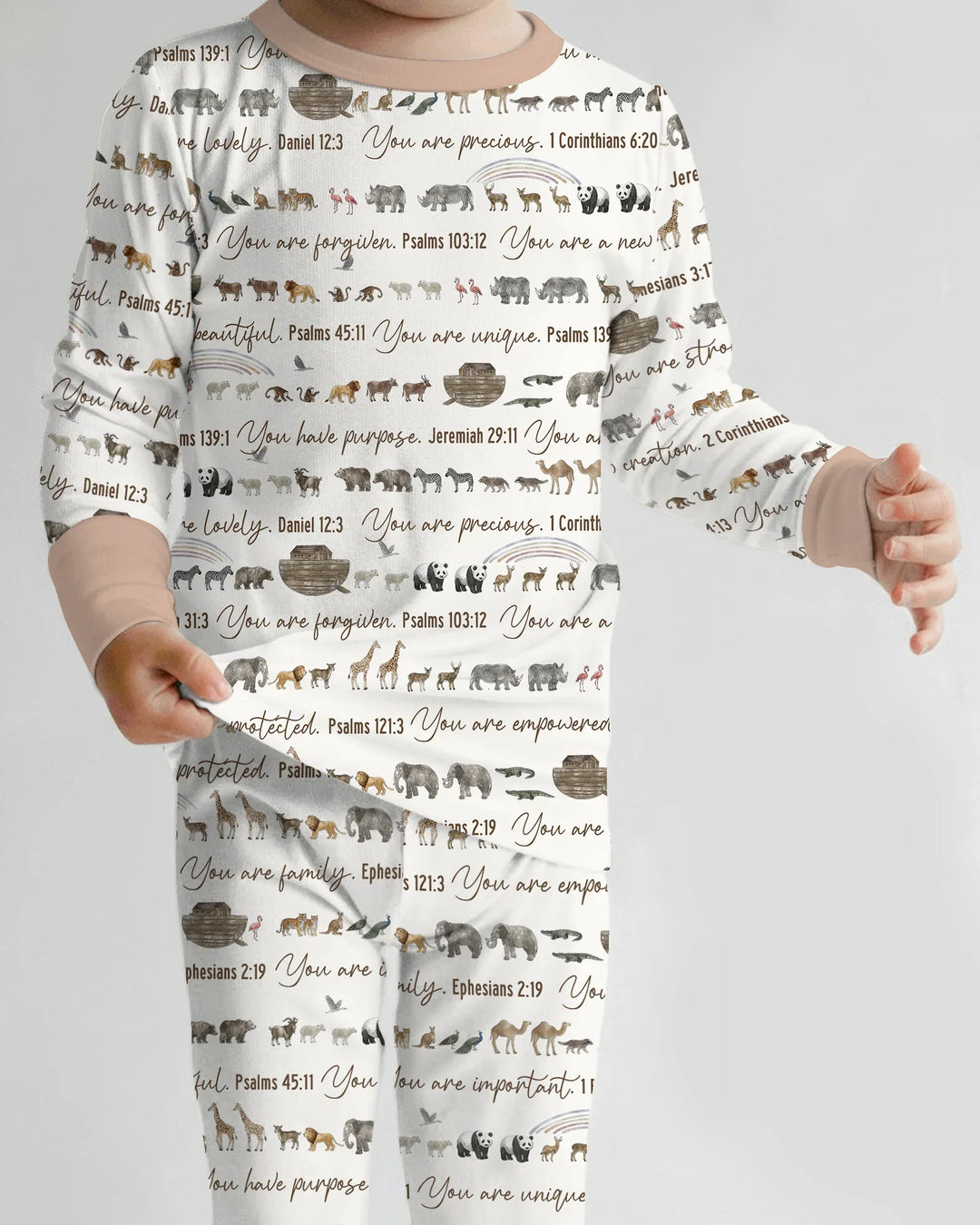 Biblical Noah's Ark Bamboo Two Piece Long Sleeve Pajama Set