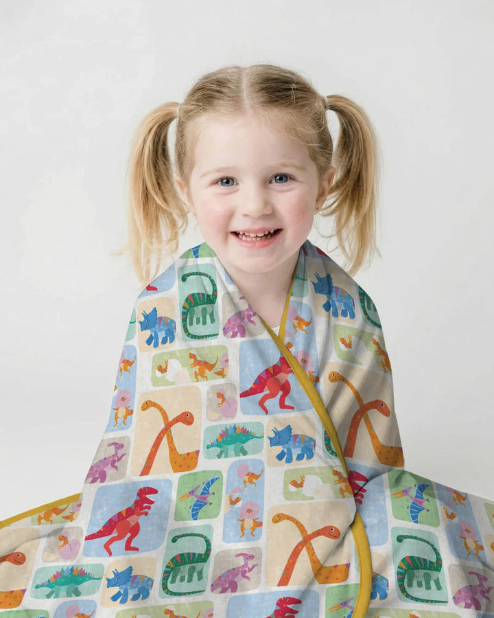 Rainbow Dino Friends Family Matching Bamboo Blanket