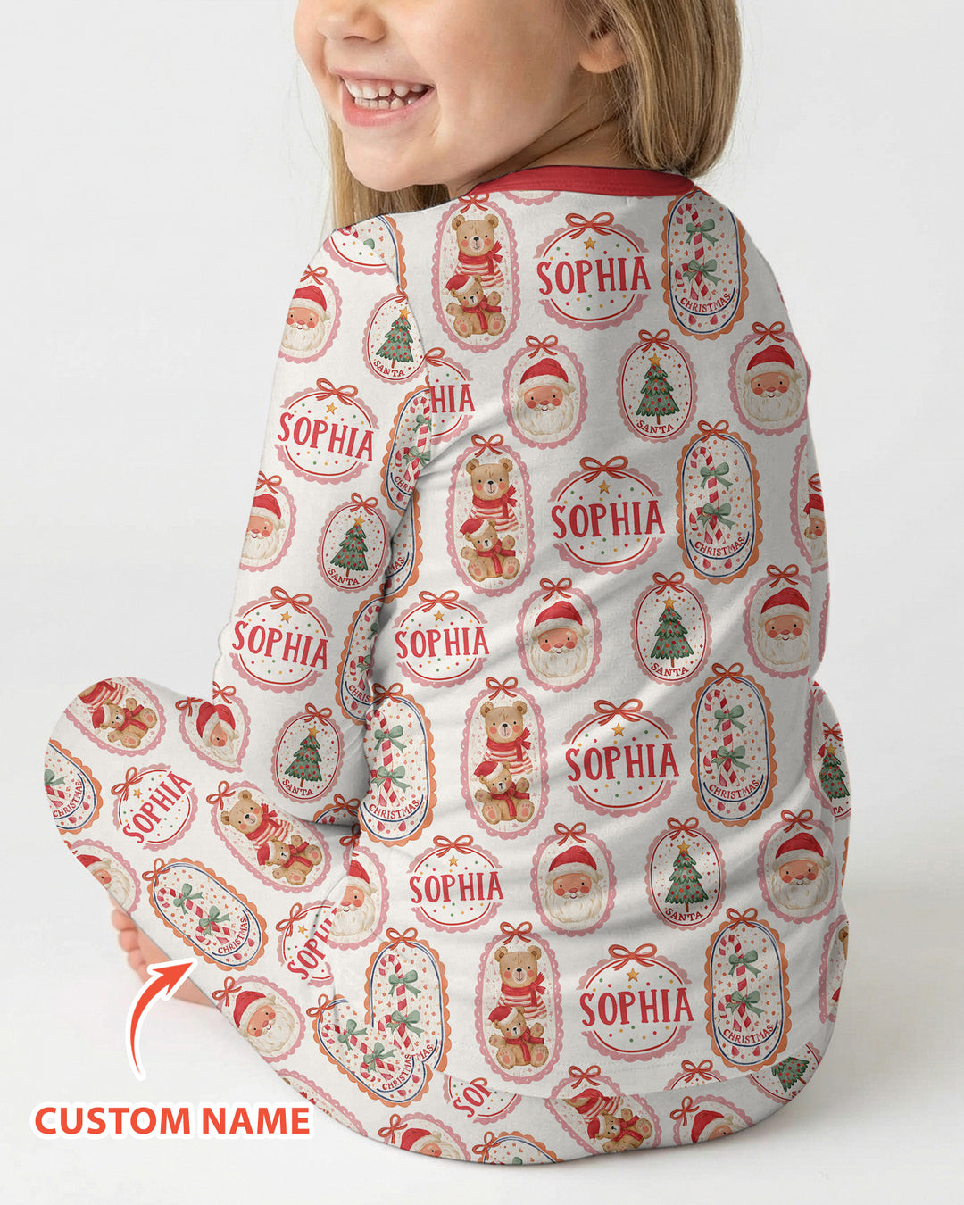 Vintage Christmas Cameo Bamboo Two Piece Long Sleeve Pajama Set