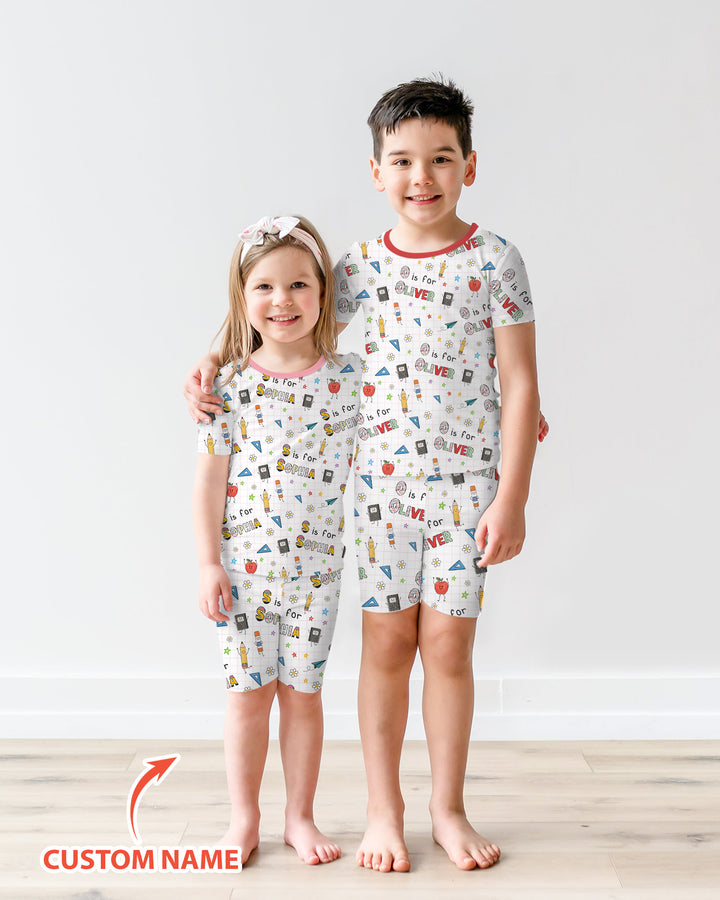 Schlafanzug-Set zweiteilig, kurze Ärmel, kurze Hose, Bambus