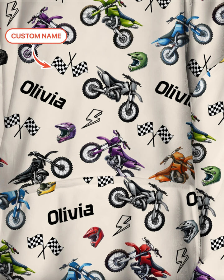 Personalisierbare Kleine Dirtbike-Fahrer Bambus-Deckenhoodie
