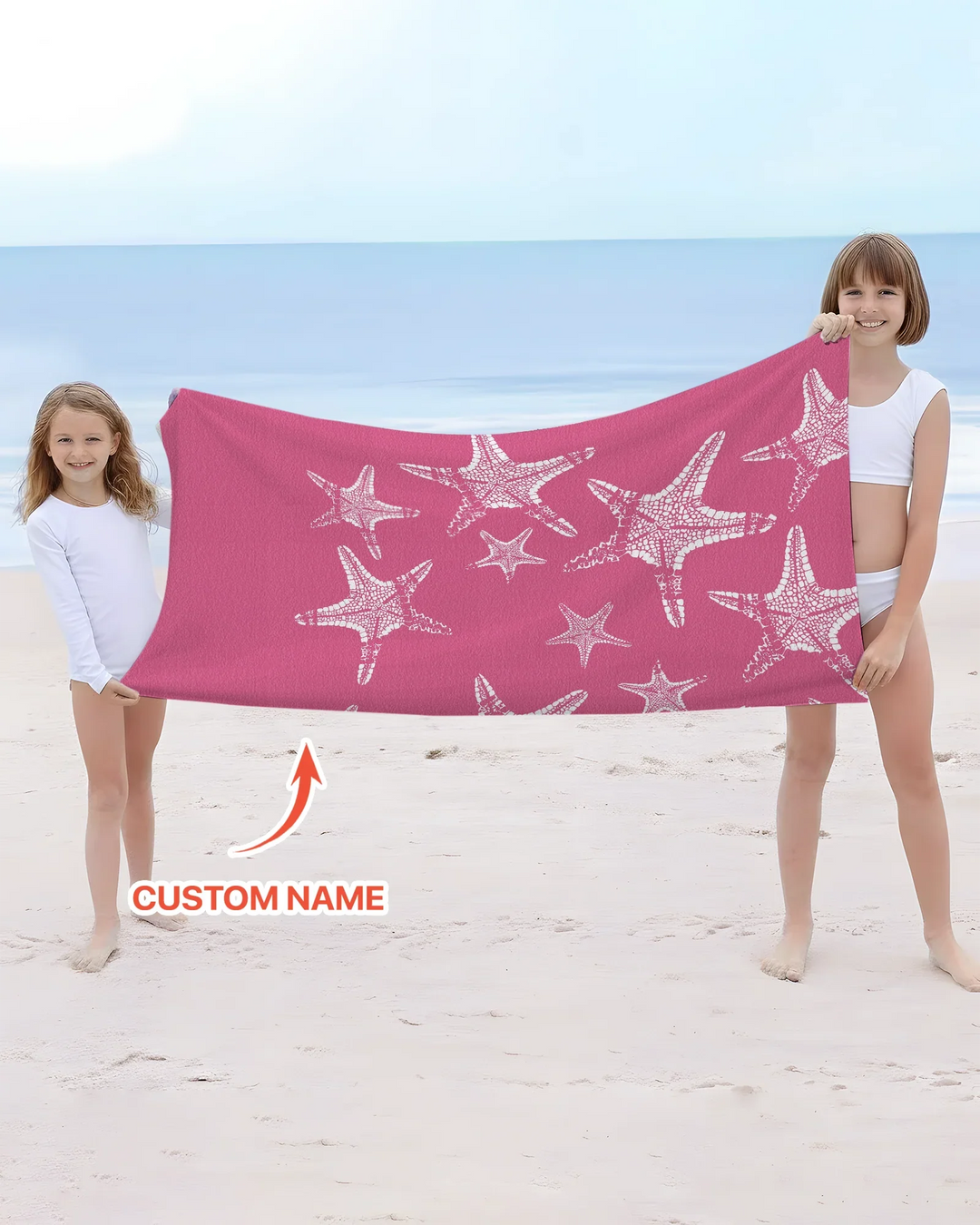 Personalisiertes Seestern-Bambus-Strandtuch mit Namen