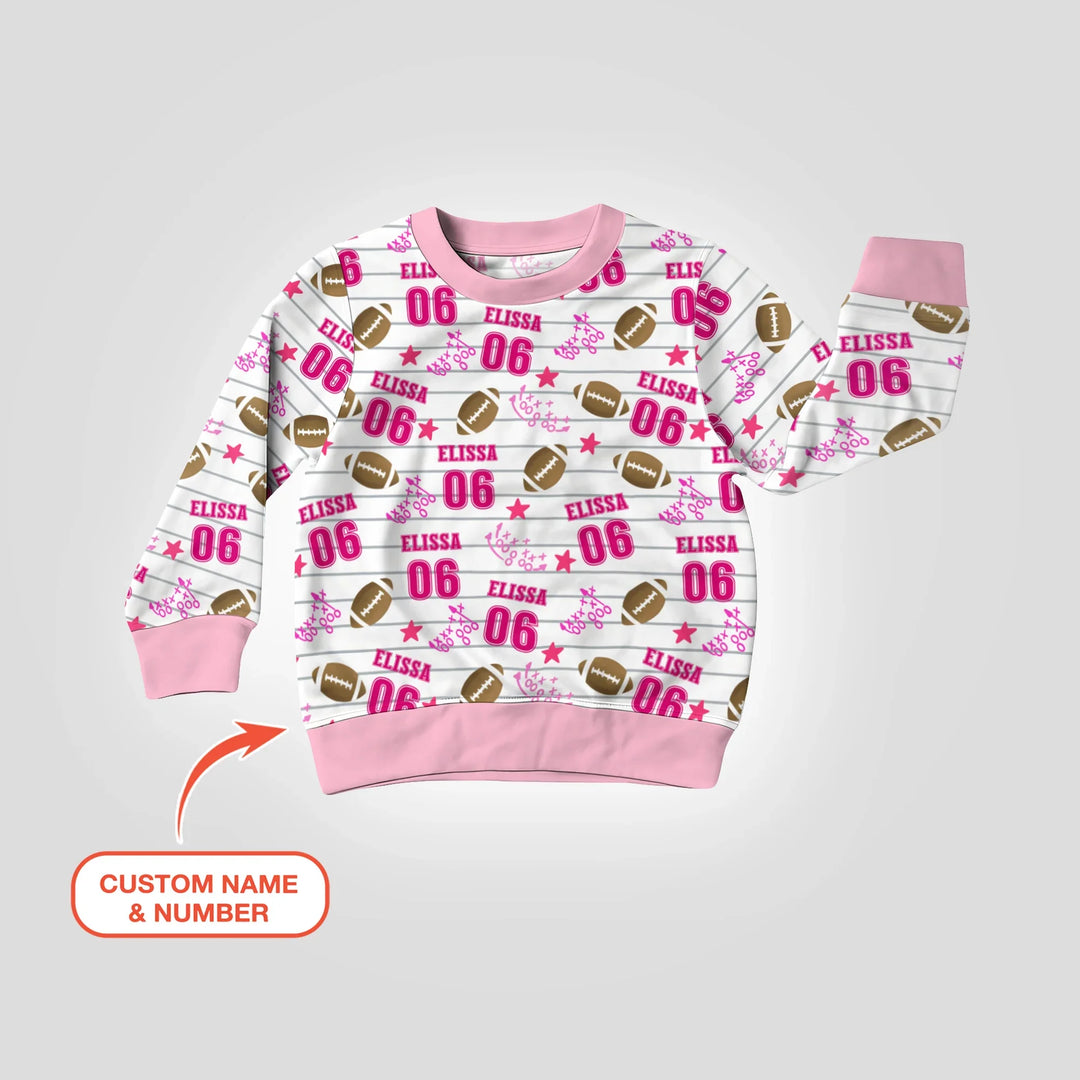 Personalisiertes Fußball-Sweatshirt aus rosa Bambus-Crewneck