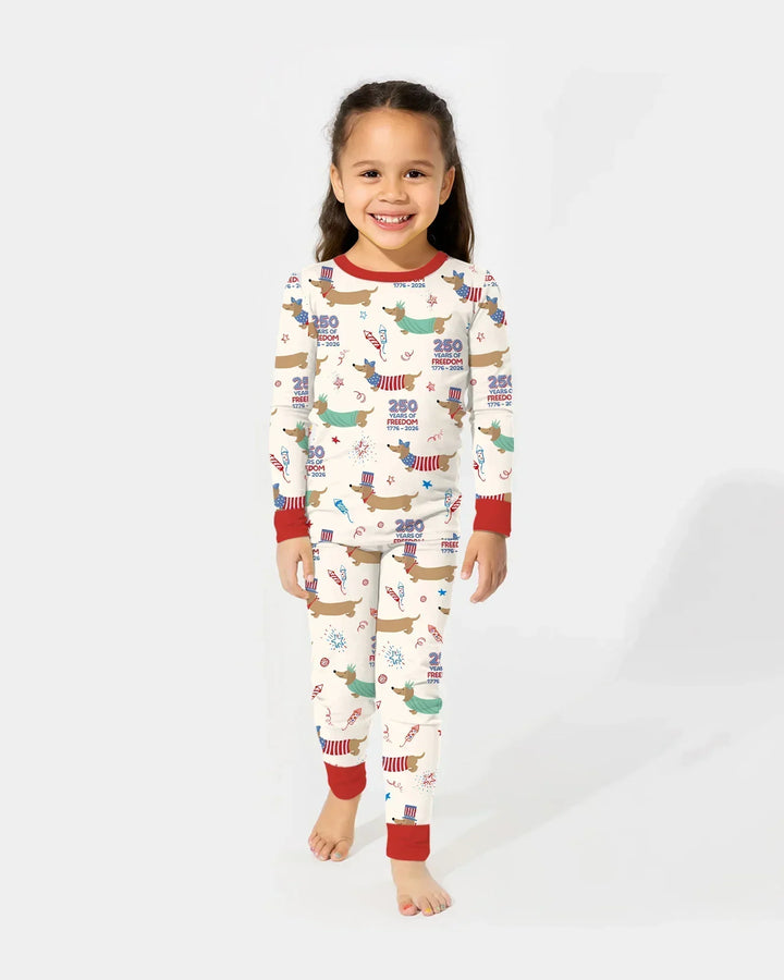 Zweiteiliges Langarm-Pyjama-Set mit Sommerfrüchten