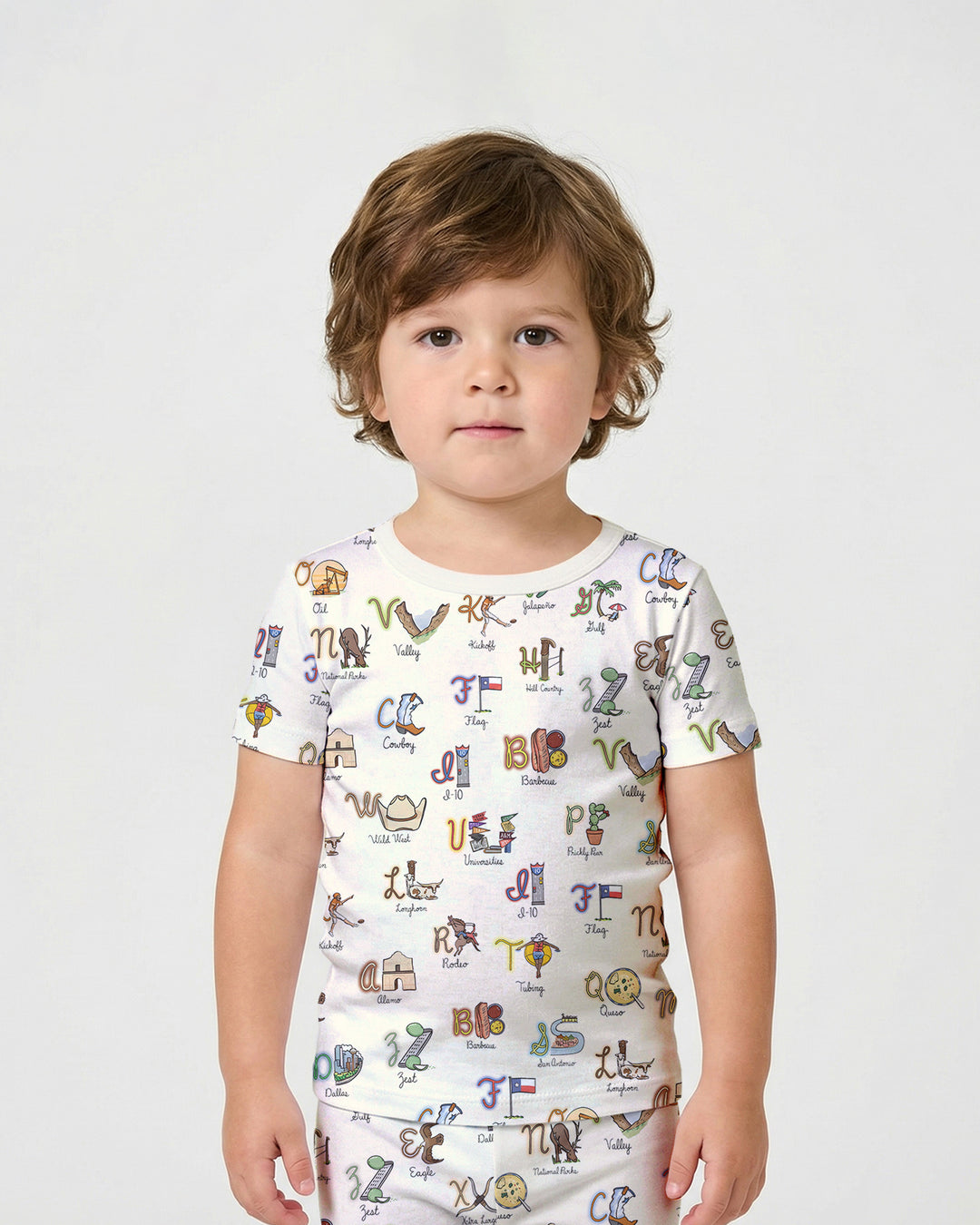 Texas Alphabet Bamboo Two Piece Short Sleeve Shorts Pajama Set
