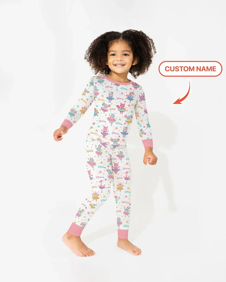 Fairy Friends Ballet Custom Name Bamboo Two Piece Long Sleeve Pajama Set