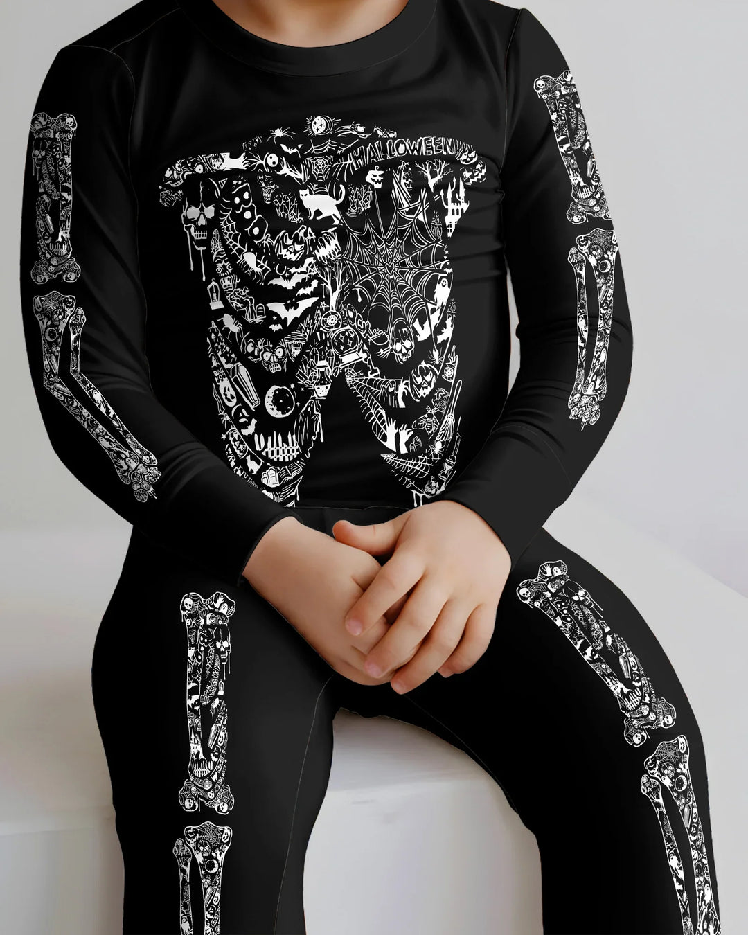 Haunted Halloween Skeleton Bamboo Two Piece Long Sleeve Pajama Set