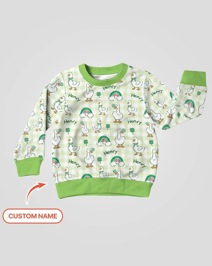 Personalisiertes Lucky Ducks Bambus Sweatshirt mit Rundhalsausschnitt