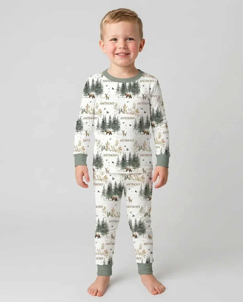 Zweiteiliges Langarm-Pyjama-Set mit Sommerfrüchten
