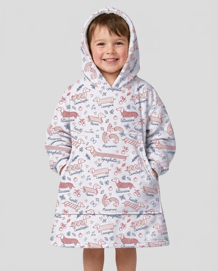 Funny Dachshund Pasta Pups Bamboo Blanket Hoodie