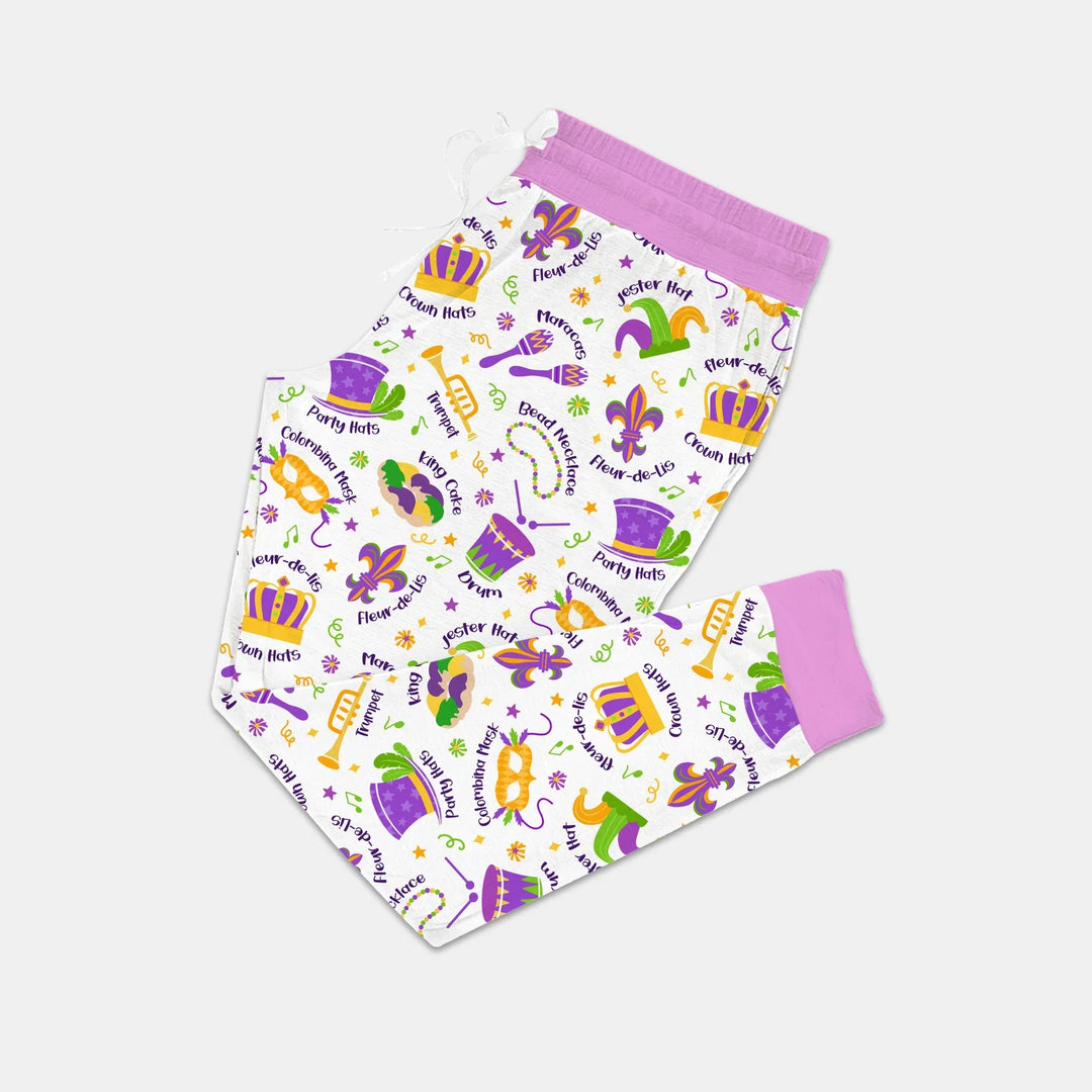 Mardi Gras Family Matching Custom Bamboo Women Pajama Set