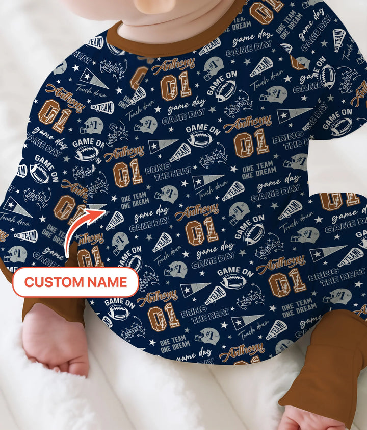 Custom Name Football Game Day Bamboo Convertible Zippy