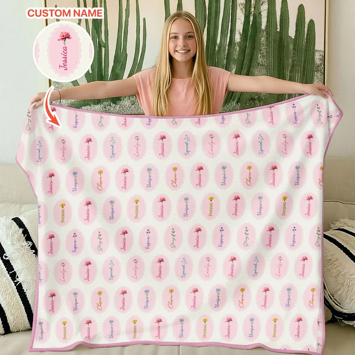 God Says I Am Birthmonth Flowers Custom Name Bamboo Blanket