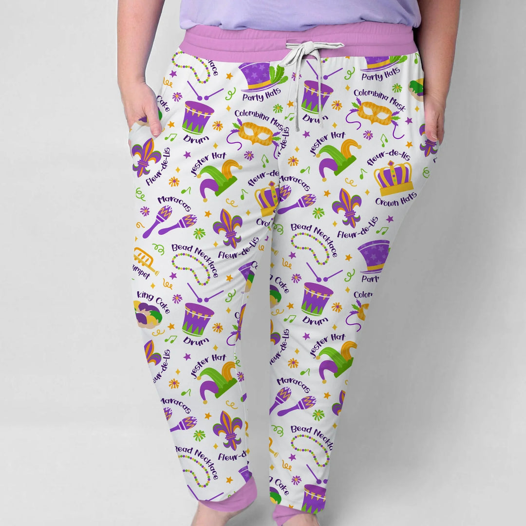 Mardi Gras Family Matching Custom Bamboo Women Pajama Set