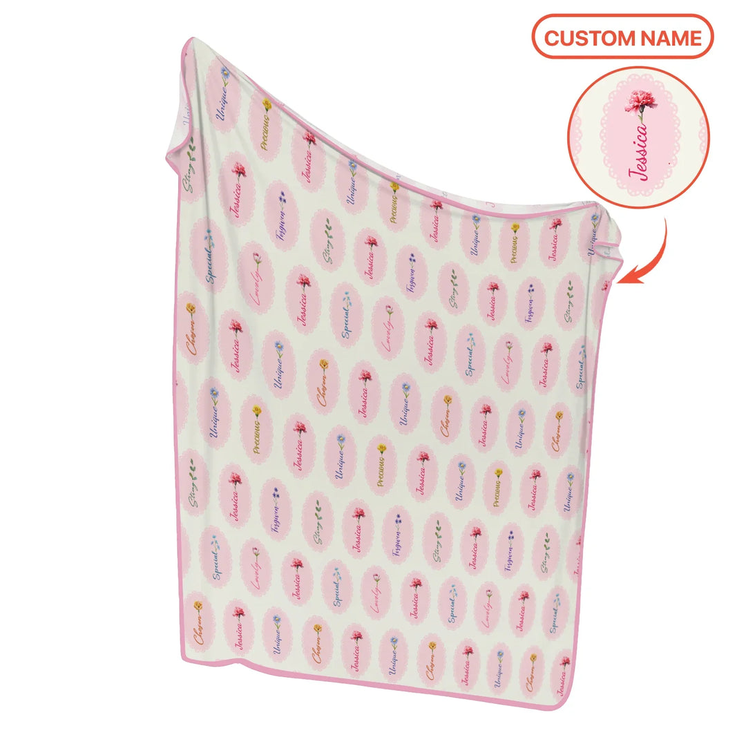God Says I Am Birthmonth Flowers Custom Name Bamboo Blanket