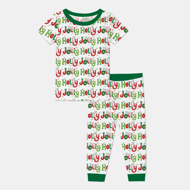 Holly Jolly Two Piece Short Sleeve Pajama Set , Holly Jolly Two Piece Short Sleeve Pajama Set - 12-18M / Green