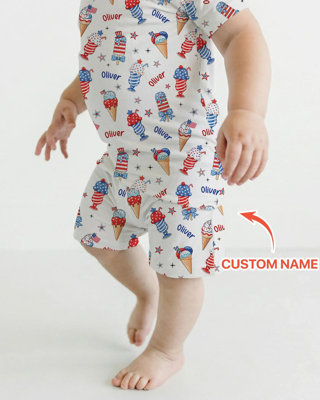 Zweiteiliges Pyjama-Set mit kurzen Ärmeln und Shorts im Sommer-Design