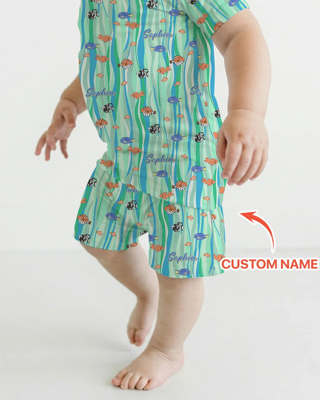 Custom Name Summer Beach Bamboo Two Piece Short Sleeve Shorts Pajama Set