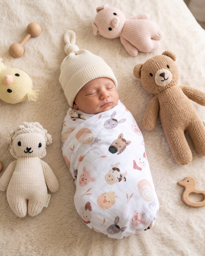 Country Farm Friend Bamboo Swaddle Blanket