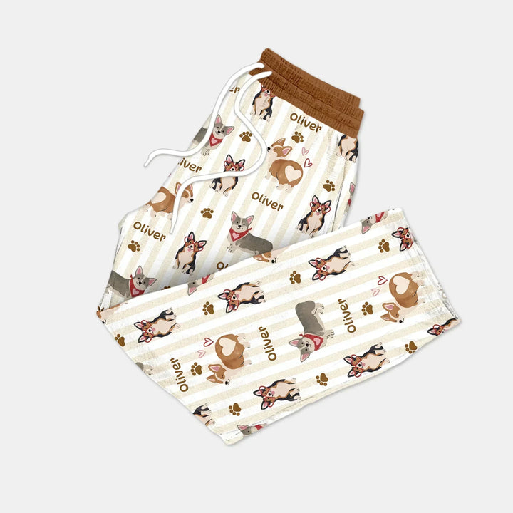 Custom Name Playful Corgis Family Matching Bamboo Men's Pajama Set