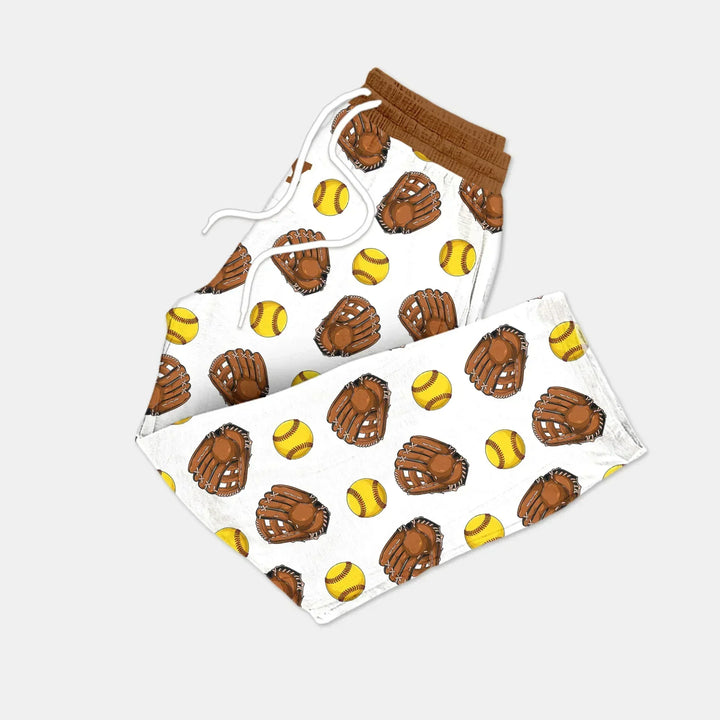 Softball Patterns Customized Bamboo Men's Pajama Set
