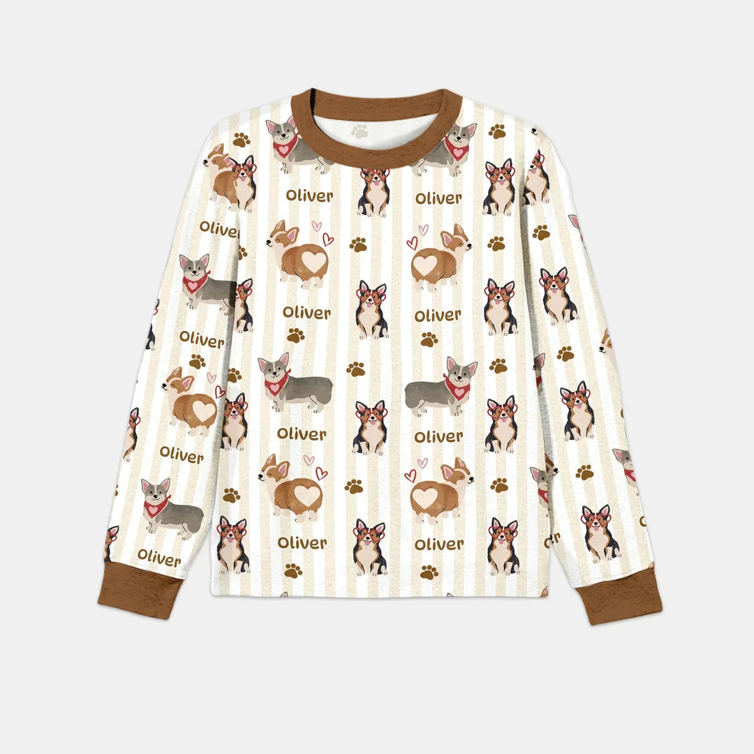 Custom Name Playful Corgis Family Matching Bamboo Men's Pajama Set