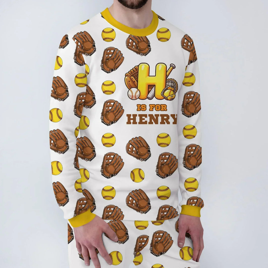Softball Patterns Customized Bamboo Men's Pajama Set