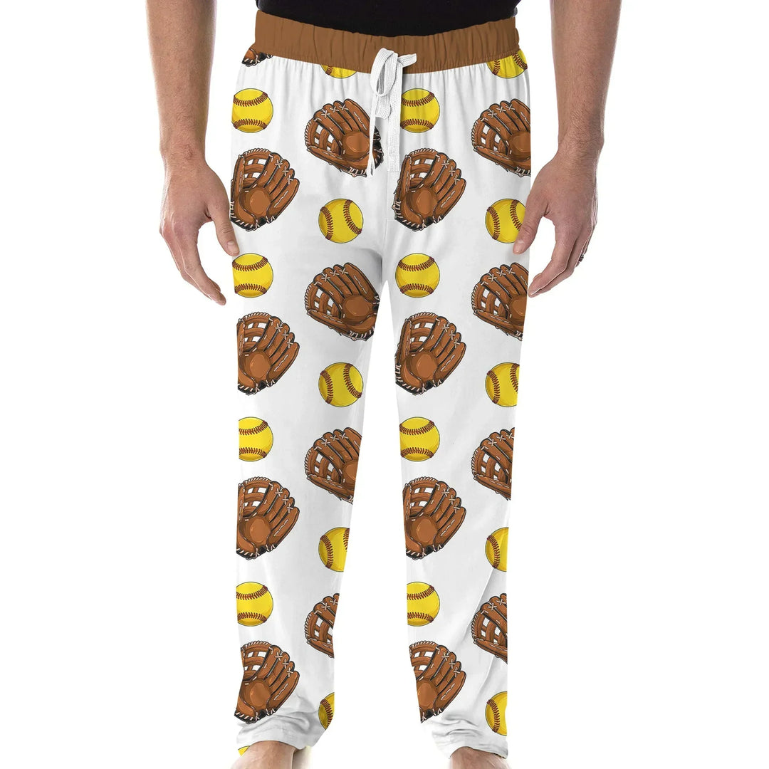 Softball Patterns Customized Bamboo Men's Pajama Set