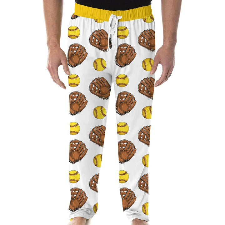 Softball Patterns Customized Bamboo Men's Pajama Set