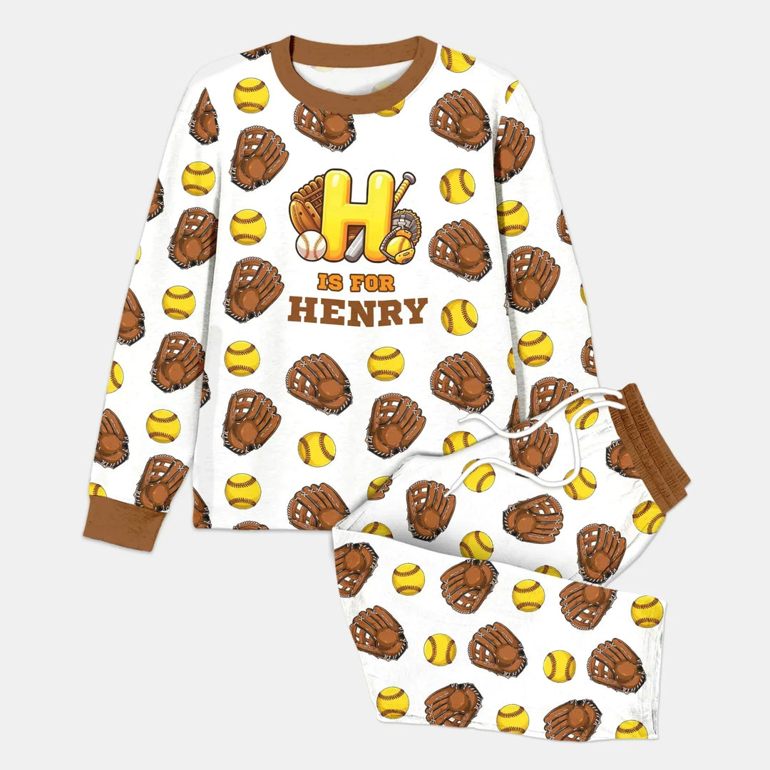 Softball Patterns Customized Bamboo Men's Pajama Set