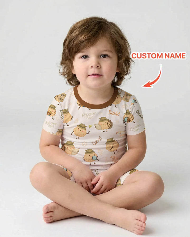 Zweiteiliges Pyjama-Set mit kurzen Ärmeln und Shorts im Sommer-Design