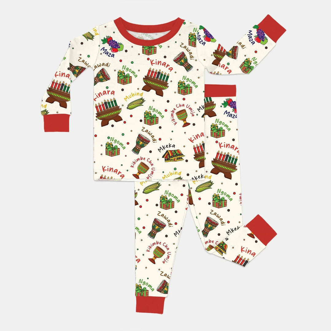 Zweiteiliges Langarm-Pyjama-Set mit Sommerfrüchten