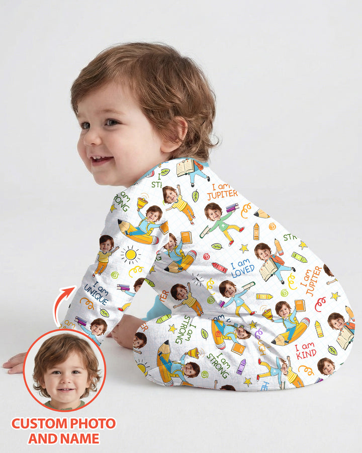 Gerippte Babykleidung mit individuellem Foto - Weich &amp; Skizzenhaft