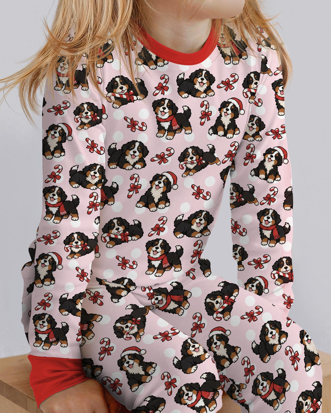 Holiday Bernese Mountain Christmas Dog Bamboo Two Piece Long Sleeve Pajama Set