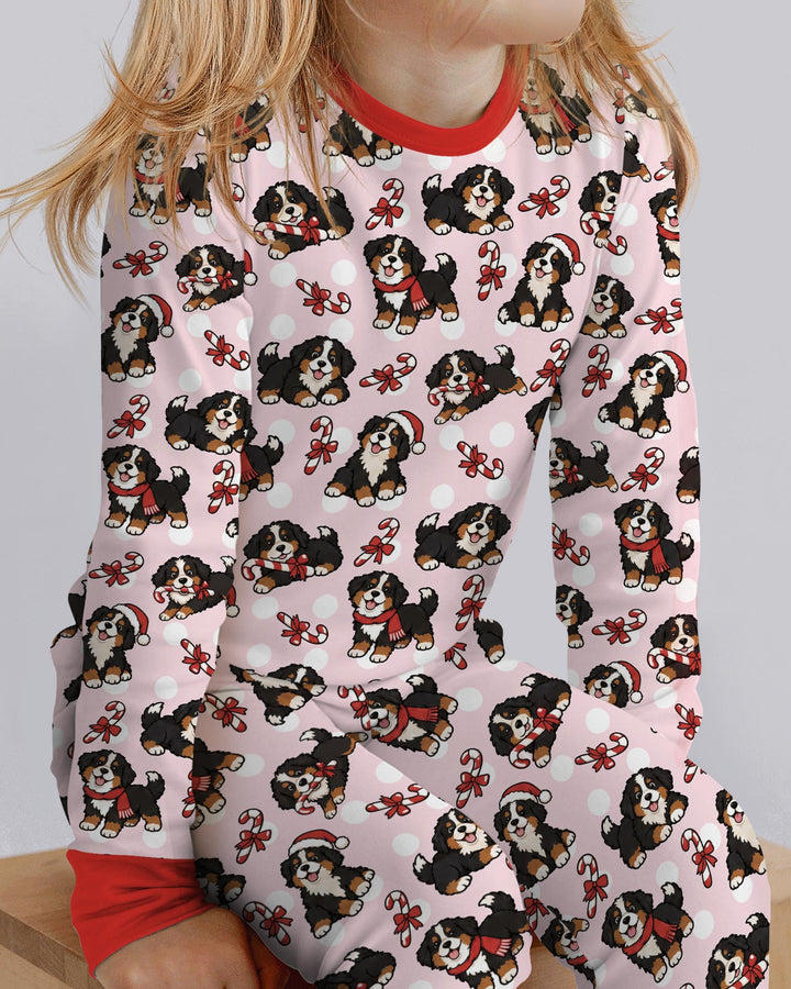 Holiday Bernese Mountain Christmas Dog Bamboo Two Piece Long Sleeve Pajama Set