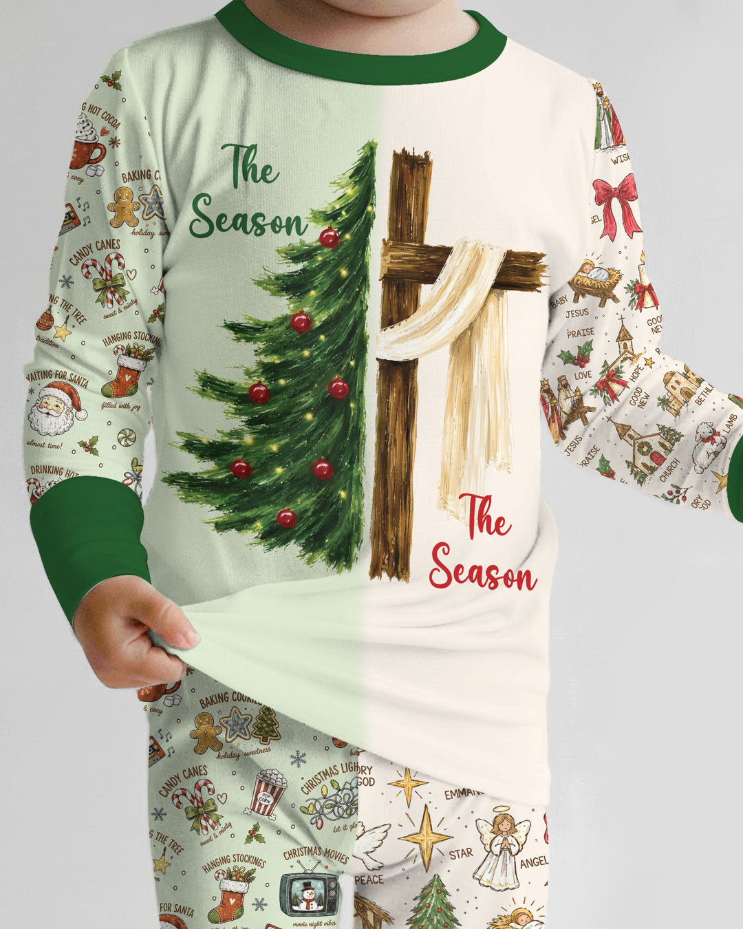 Jesus Is The Reason For The Season Family Matching Bamboo Two Piece Long Sleeve Pajama Set