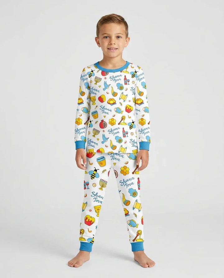 Zweiteiliges Langarm-Pyjama-Set mit Sommerfrüchten